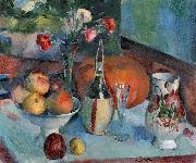 Henry Ottmann Nature morte aux fruits et a la fiasque de vin Spain oil painting artist